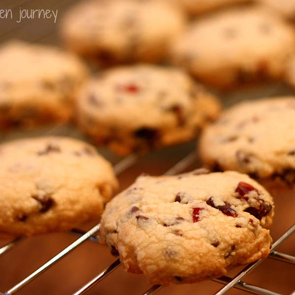 Chocolate Cranberry Shortbread Cookies