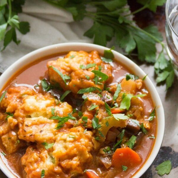 Vegan Irish Stew with Savory Herb Dumplings