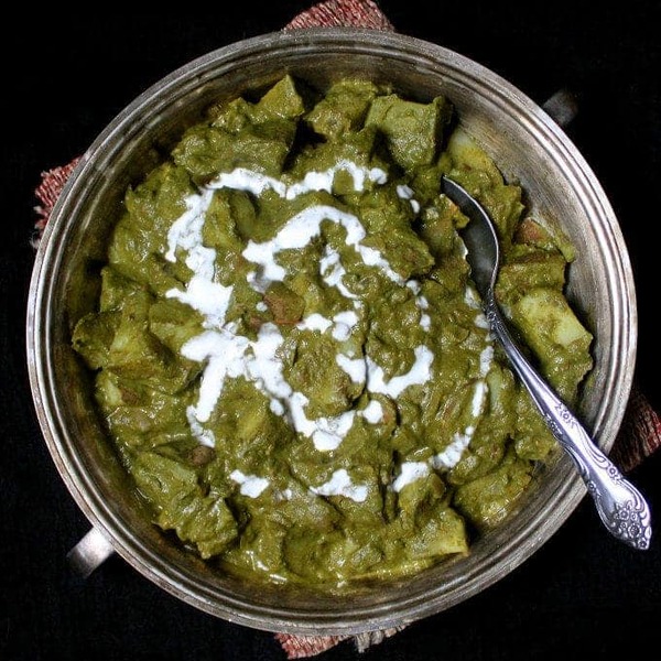 Aloo Palak or Saag Aloo, a spinach and potato curry