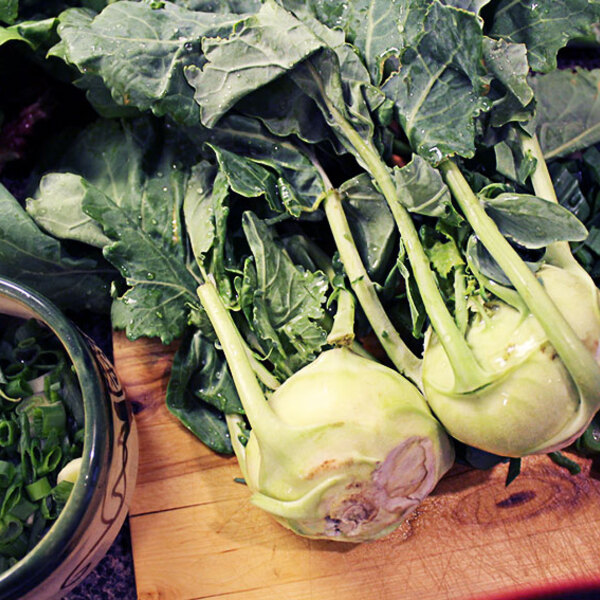 Kohlrabi And Potato Bake With Basil Sauce