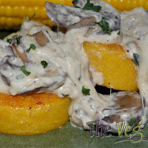 Polenta with Mushroom Cheese Sauce