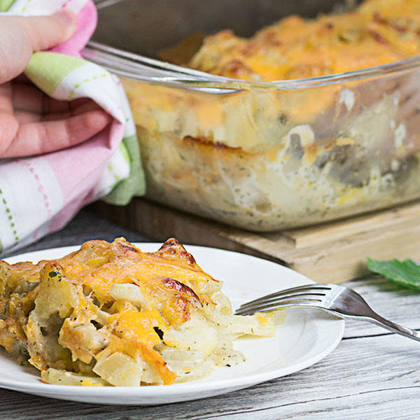 Kohlrabi And Potato Bake With Basil Sauce