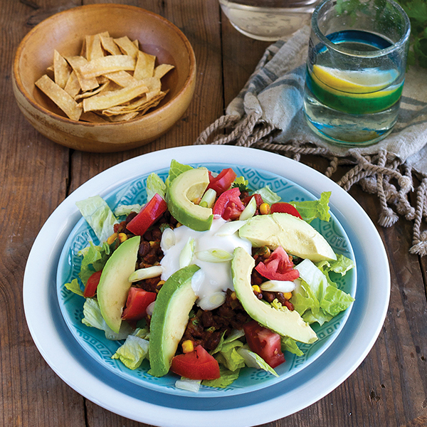 Taco Salad with Corn and Black Bean Salsa